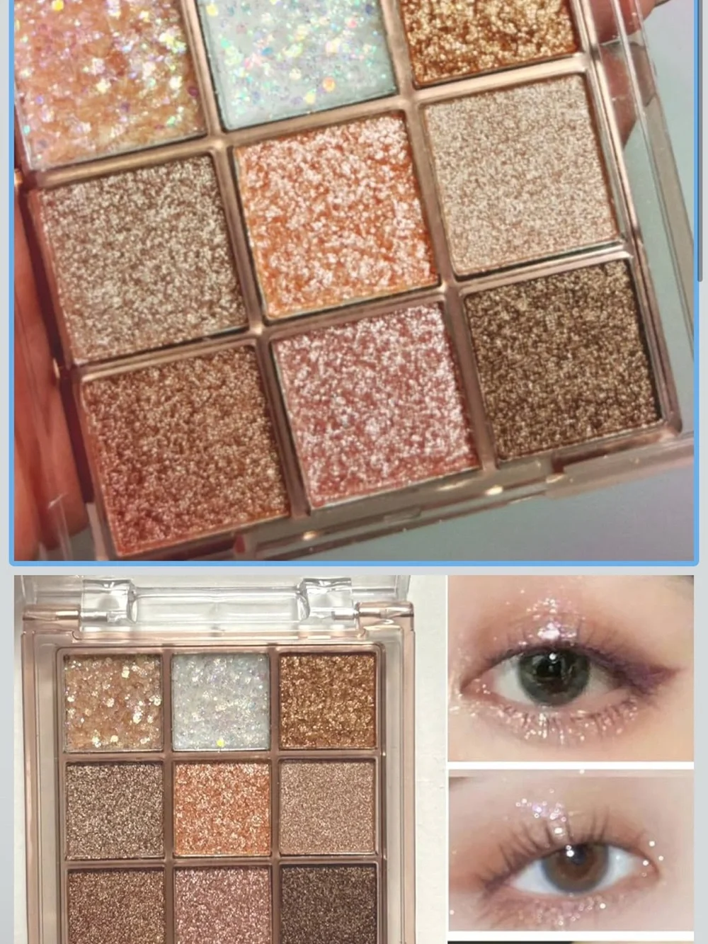 Korean Sparkle Neutral Eye Shadow Makeup Palette Highly Pigmented Long Lasting